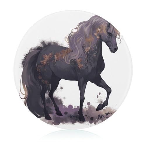Planche à découper en verre hygiénique et résistante motif cheval violet