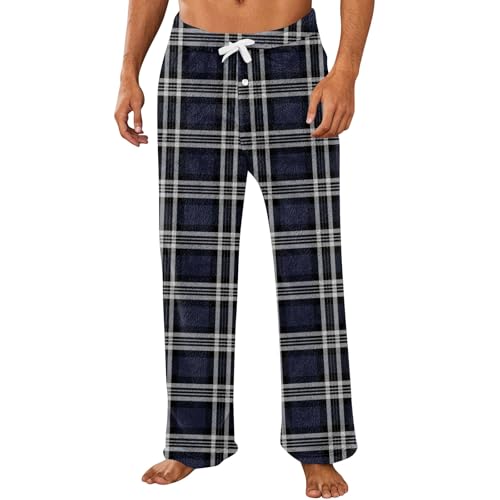 Men's Pajama Pants Fleece Lightweight Pjs Bottoms Sleepwear Bottom Pants with Pocket Drawstring for Sleeping