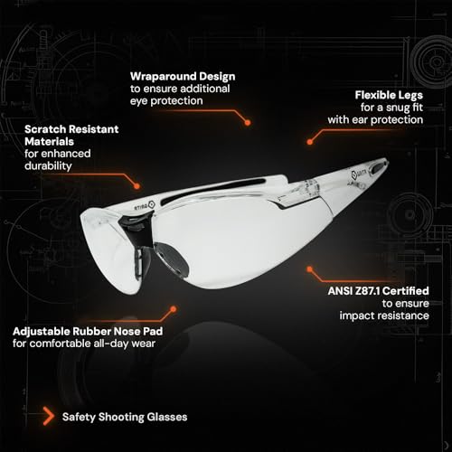 Image of GRITR Shooting Glasses - ANSI Z87.1 Safety Glasses w /Anti-Fog Lenses - Protective Eyewear for Indoor & Outdoor Activities