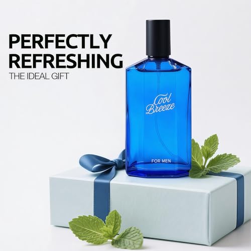 Image of Men's Cologne Cool Breeze Original Natural Spray Eau De Toilette,Long-Lasting Scent Perfume for Men Elegant Bottle - Great Holiday Gift, 3.4 Fl Oz /100 Ml