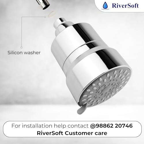 Image of RiverSoft DIVA-03 shower filter for higher hardness | 3 Mode Spray Setting | Water Softener for Bathroom | Hard water filter (Chrome, Pack of 1)