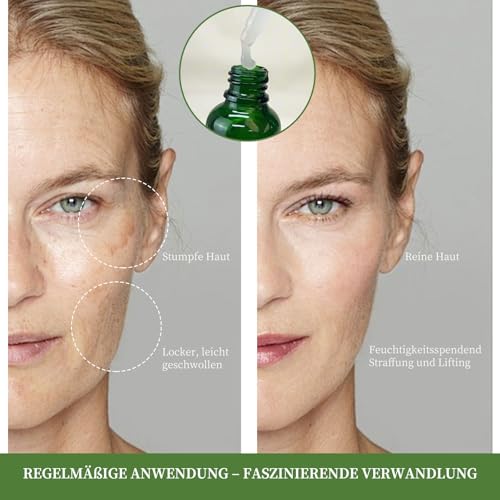 Jade Roller Gesicht Vitamin C Serum und Guasha Stein Massage Set, Natural Gesichtsroller, Glättendes Serum, Massage Roller für geschwollene Augen, Hautstraffung, Jawline, feine Linien