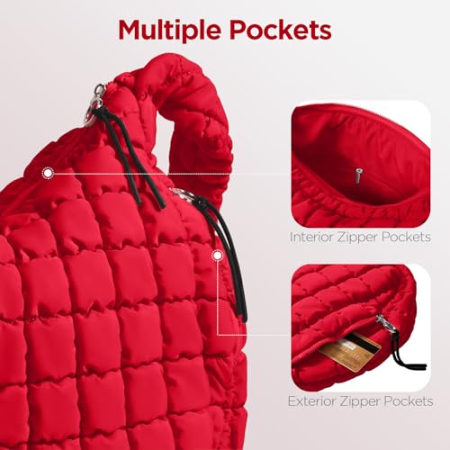 Image of Puffer Tote Bag for Women Large Quilted Crossbody Bag Quilted Carryall Bag Soft Puffy Hobo Handbags Puff Purse Shoulder Bag