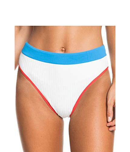 Roxy Hello July bas de bikini taille haute blanc brillant en taille M pour femme