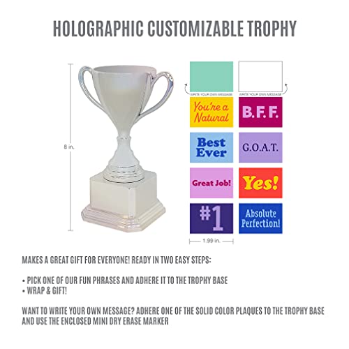 Customizable Novelty Trophy Cup Holographic, Funny Humor Gift, Rewards, Prizes, Award, Winning, Celebrations, Party, Reusable - 8" H X 3.25" W #TOP5