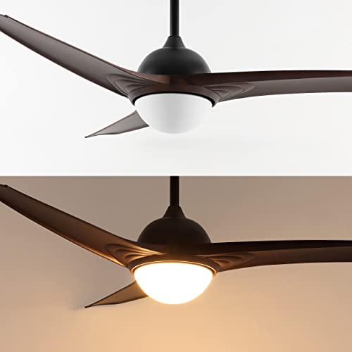 Jonathan Y Jyl9717D Sully 52" 1-Light Mobile-App/Remote-Controlled, 6-Speed Propeller Integrated Led Ceiling Fan, Contemporary, Industrial, Cottage For Bedroom, Living Room, Office, Neutral Brown Wood #TOP3