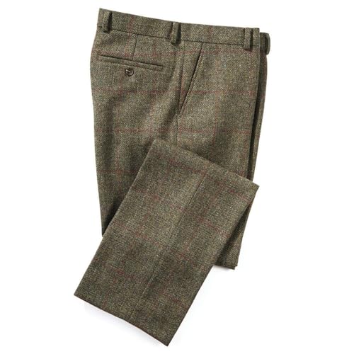 Premium Mens Green Irish Tweed Slim Fit Suit Set Groom Plaid Tuxedo Blazer Vest Pants4