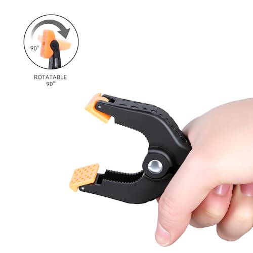 Image of UTEBIT 4 inch Professional Spring Clamps 4 inch Heavy-Duty Non‑Slip | 6 Pack Background Cloth Clips, Multi-angle Adjustable with Black Rubber Grip Clamps for Photography Studios, Woodworking