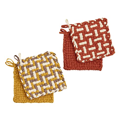 Mud Pie Woven Pot Holder, Yellow, 8" X 8" #TOP3