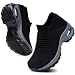HKR Platform Sneakers Donna Leggero Casual Air Cuscino Scarpe da Ginnastica Outdoor Traspirante Gym Fitness Comode Nero EU 38