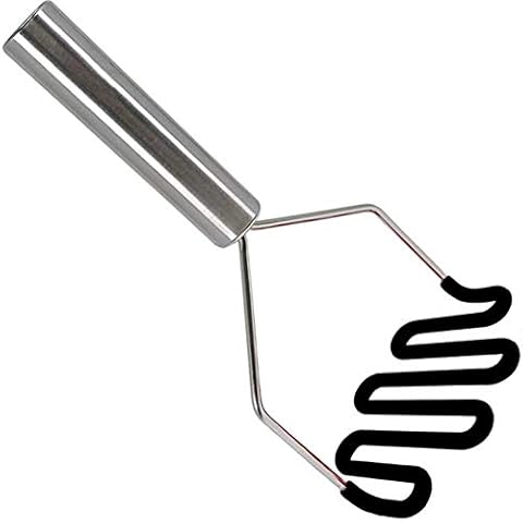 KABAKE Potato Masher with Premium Silicone-Coated Stainless-Steel Design, Non-Scratch Cookware for Smooth Mashed Potatoes, Vegetables and Fruits - Versatile Masher Hand Tool & Potato Smasher(Black) Cover