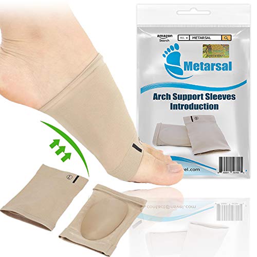 Metarsal Compression Arch Support Sleeves Sock with Comfort Gel Pad Cushions for Women & Men - Arch Brace for Flat Feet, Plantar Fasciitis Sleeves Shoe Insert Insole, Helps Foot Pain Relief, Set of 2