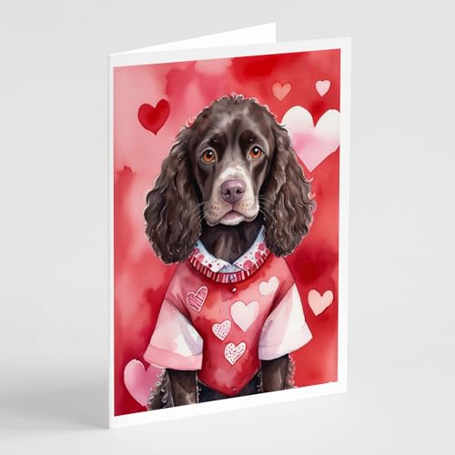 Caroline's Treasures DAC5266GCA7P American Water Spaniel My Valentine Greeting Cards Pack of 8 Blank Cards with Envelopes Whimsical A7 Size 5x7 Blank Note Cards