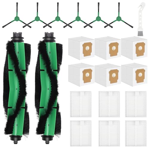 Image of Replacement Parts for iRobot Roomba 105X, 105, 104, Q052-Vac2 Robot Vacuum | for 105 /105X Combo, 105 Vac AutoEmpty Dock, 6 Dust Bags, 2 Roller Brushes, 6 Filters, 6 Side Brushes & Cleaning Brush