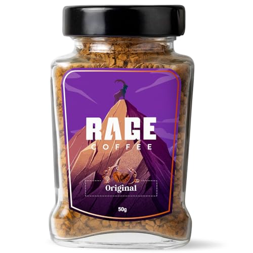 Image of Rage Coffee Original Coffee Blend 100% Pure Arabica Beans | Instant Coffee for Smooth Aroma & taste, Hot and cold coffee) (Original Unique Blend, 50g)