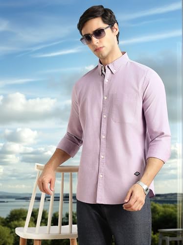Image of Thomas Scott Men's Premium Slim Fit 100% Cotton Casual Shirt | Button-Down Collar | Full Sleeves | Solid Shirt for Men