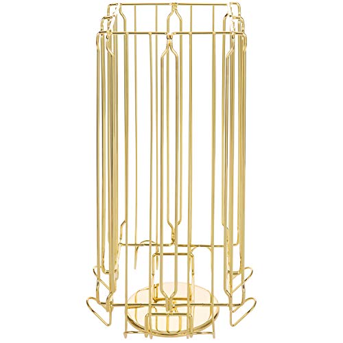 Mygift Stainless Steel Brass Metal Coffee Pod Holder Storage Organizer Stand With 360 Degree Rotating Carousel With Sleeve Storage Compartment, Compatible With Nespresso Vertuo Capsule #TOP4