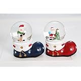 スノードーム プチ ブーツグローブ サンタ＆スノーマン スノードーム ブーツ サンタ ＆ スノーマン 2個 セット クリスマス Xmas 2P ミニサイズ 靴 ブルー レッド ミニスノードーム