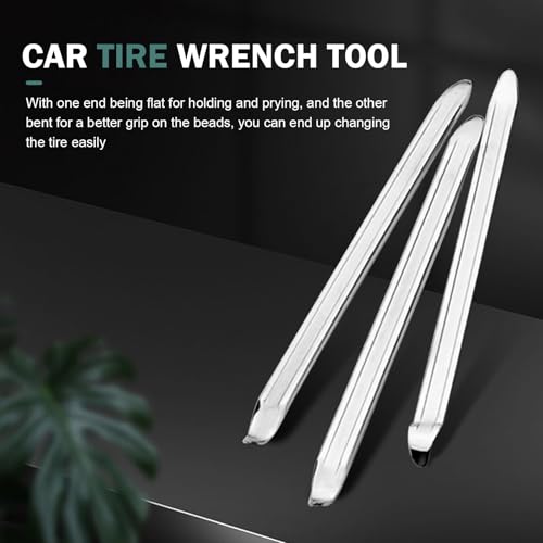 Image of SLIMI 3 PCS Car Tire Iron Kit, Tire Scoop Spoons Crowbar Lever, Rim Protectors Kit, Universal Tire Repair Maintenance Tools for Most Cars Motorcycles (Silver)