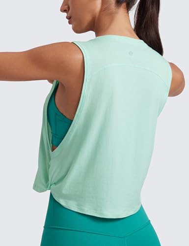 Image of CRZ YOGA Pima Cotton Dropped Armhole Tank | Workout, Naturally Soft, Loose Fit, Crop, Crewneck, Knotted Sides, Sleeveless Tops for Women