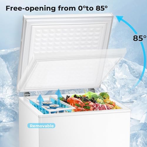 Image of Electactic Chest Freezer 2.0 Cubic Feet Deep Freezer with 2 Removable Baskets, Free Standing Top open Door Compact Freezer, Adjustable Temperature for Home Dorm, Bar, Basement, Kitchen