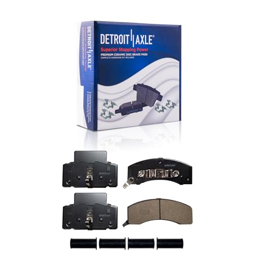 Image of Detroit Axle - Front Brake Kit for 1994-1999 Dodge Ram 2500 3500 | 1990-2000 Chevrolet GMC K3500 Drilled & Slotted Disc Brake Rotors Ceramic Brake Pads 1995 1996 1997 1998 1999 Replacement