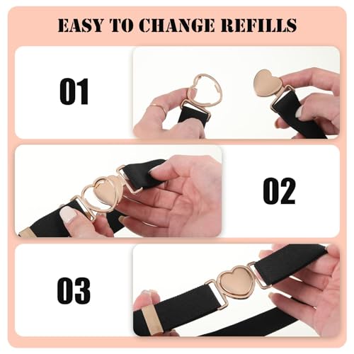 Waist Belt, Elastic Waist Belt for Girls Kids Decorative Waist Cincher Heart Shaped Buckle Adjustable Dress Waistband for Children4