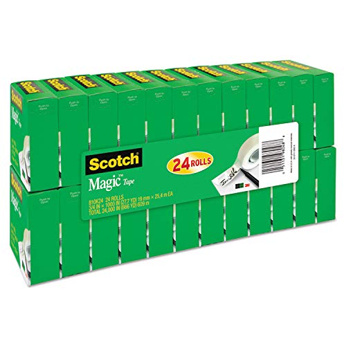 Fita mágica Scotch 810K24, núcleo de 2,5 cm, 0,9 cm x 2,5 m, 24 unidades, transparente