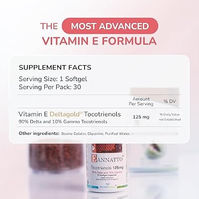 WELLNESS EXTRACT Eannatto Tocotrienols Vitamin E Supplements Tocopherol Free, Non-GMO, Gluten Free & Antioxidant (125MG 30 Softgels)