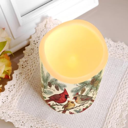 Image of Cardinal Holly Color Changing Electric Candles, 4 Pack