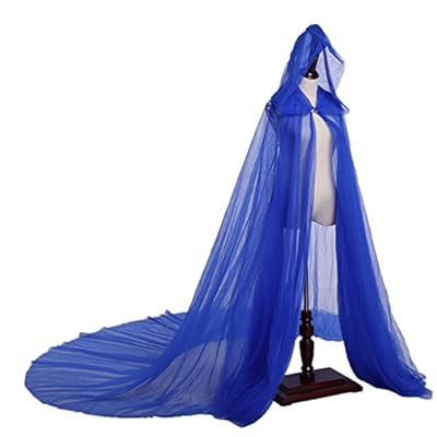 Damen Hochzeit Tüll Umhang Kapuze Elf Umhang Brautkleid Robe mit langem Zug – Bild 3