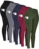 GAYHAY 5 Pack Leggings with Pockets for Women - High Waisted Tummy Control Workout Yoga Pants for Running Gym