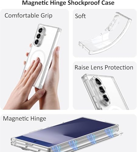 Image of Kapa Clear Airbag with Hinge Protection Compatible with Magsafe Back Case for Samsung Galaxy Z Fold7 / Z Fold 7 | Transparent Shockproof Slim Hard Protective Cover (Clear)