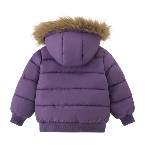 AMIYAN Toddler Down Winter Coat Boys Girls Fleece Jacket Hooded Thickened Warm Coat Outerwear for Kids 1-6 Years2