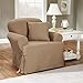 SureFit Cotton Duck T-Cushion Chair Slipcover, Linen