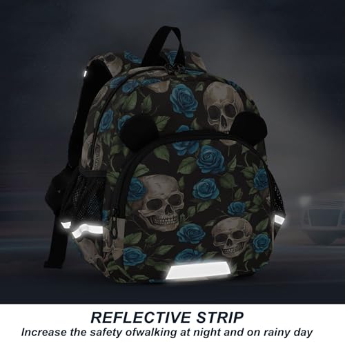 Skull Flower Toddler Backpack for Girls Boys,Preschool Kindergarten Backpack,Cute Kids Backpacks for Girls B04044644