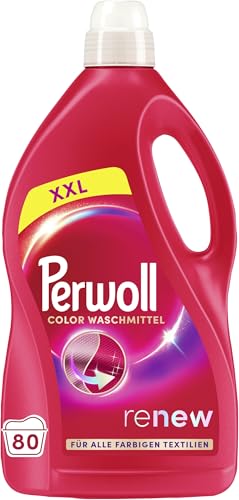 Perwoll Color Waschmittel (80 Waschladungen) Feinwaschmittel reinigt sanft und erneuert Farben und Fasern für alle farbigen Textilien Color Waschmittel mit Dreifach-Renew-Technologie