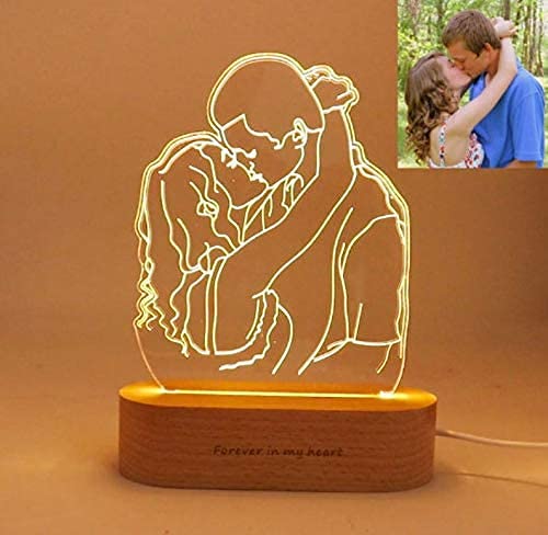3D Lampara Personalizada con tu foto, Lámpara de Mesa 3D Led Personalizada,Ilustrada con tu Foto y Nombre Gift, Puz nocturna ajustable 3 Colors, El mejor regalos personalizados (two people) Cover