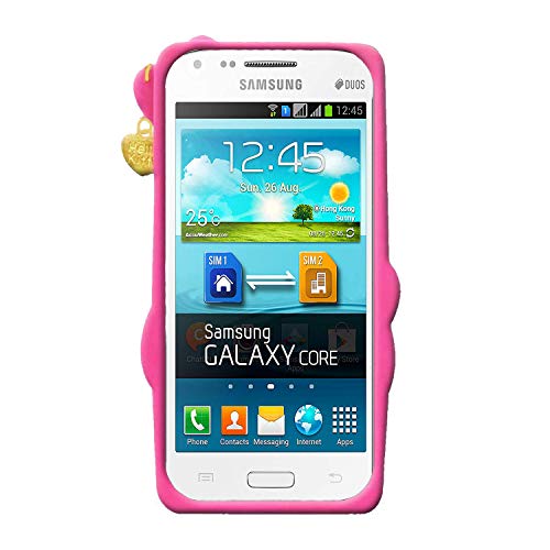 Image of Unirock Hello Kitty Back Case Cover for Samsung Galaxy Core GT-I8262| 3D Cute Hello Kitty Case |Soft Silicone Rubber Back Cover with Pendant Kitty Cover for Samsung Galaxy Core GT-I8262 (Pink)