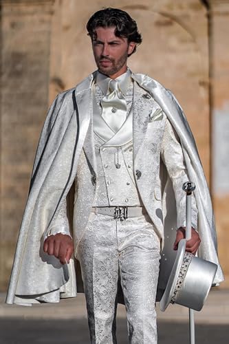 Men's Jacquard 3-Piece Suit Short Tailcoat Jacket with Double Breasted Vest Pants Tuxedos Wedding Prom3