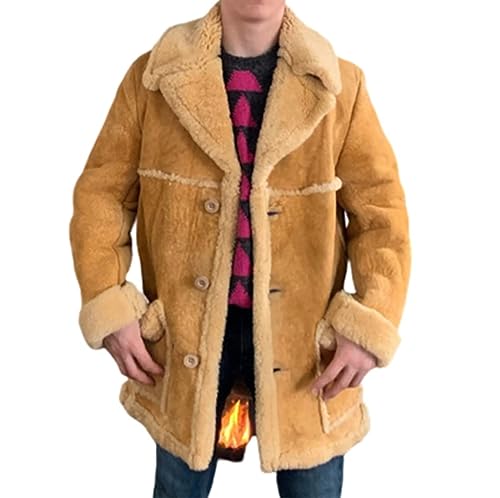 Mens Genuine Shearling B3 flight Jacket Bomber Sheepskin Leather Winter Coat