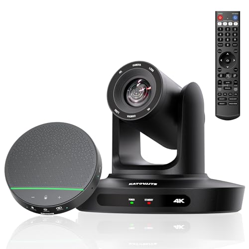 KATOVJJTS All-in-One Conference Room PTZ Camera 4K UHD System, Video Conference Camera with 10X Optical Zoom and Bluetooth Speakerphone&Microphones, Easy Setup for Church and Meeting
