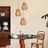 3-Piece Woven Rattan Pendant Light Bohemian Coast Pendant Light Hemp Rope Suspended Ceiling Light Willow Lighting Fixtures Suitable for Kitchen Islands Restaurants Corridors
