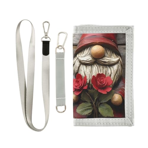 FOLIOSA Kids Wallet for Boys Girls Valentines Gnome Print Youth Wallet with Zipper Pocket Card Holders, Novelty Wallet 4.9×2.9 in