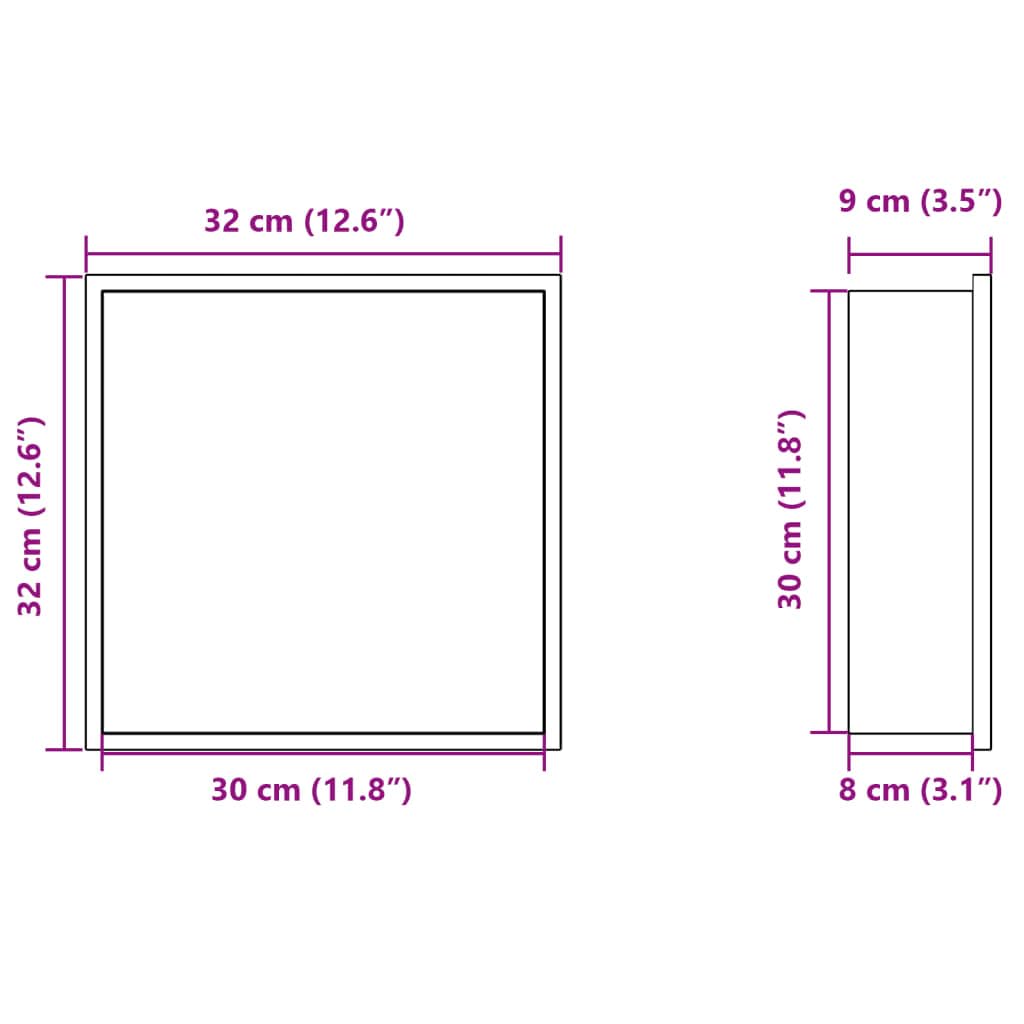 Nicchia per Doccia Bianco Opaco 32x32x9cm Acciaio Inox