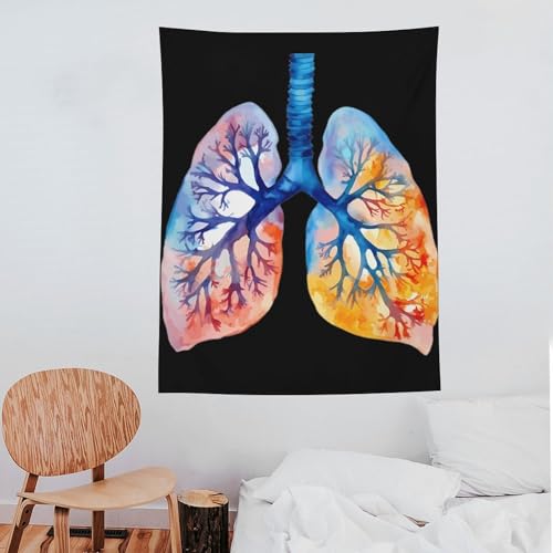 Tapiz de pulmones en acuarela: decoración vertical de tela para la pared del dormitorio 7