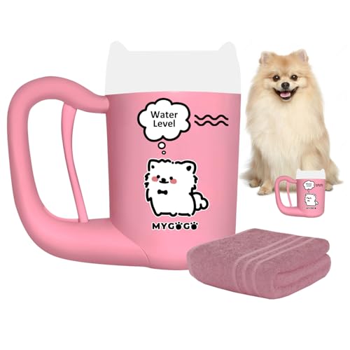 MyGoGo Semi-Automatic Dog Paw Cleaner for Small Medium Dog & Cat Breeds, Muddy Paw Washer, Essential For All Pet Owners, Easy to Use, Easy to Clean (Pink, Small)