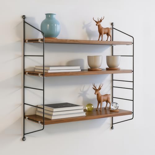 ANDWINT ウォールシェルフ 壁 棚 壁を傷つけない取り付け方提供 高さ調節可能 ウォールラック 石膏ボード おしゃれ 北欧 リビング/書斎/洗濯機上に適用(ブラウン)