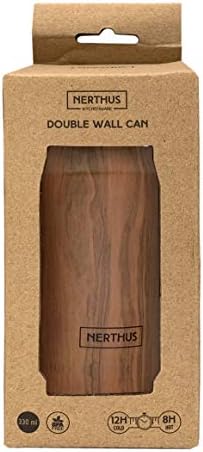 NERTHUS FIH 788 Double Wall Isothermal Can Wood Colour, Stainless Steel, Silicone Gasket, BPA Free, 18/8, 330 ml