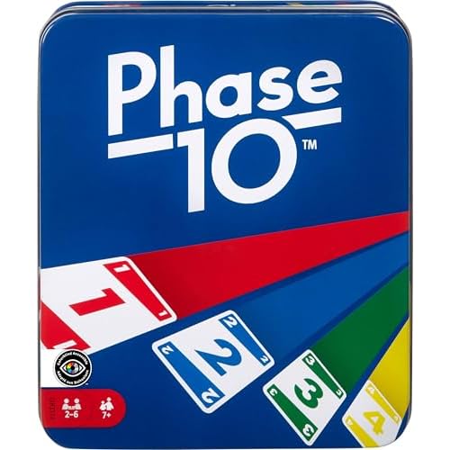 Mattel Games Phase 10 Card Game in Storage Tin for Ages 7+